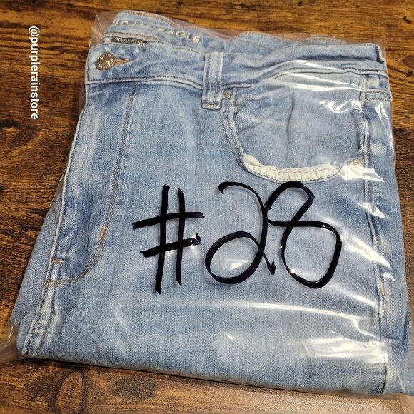 American Eagle Jeans 18 R Super Hi Rise Flare Next Level Stretch Medium Light - Picture 13 of 13